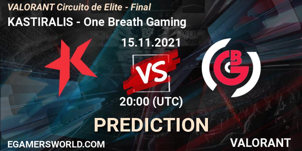 Kafalar Esports - One Breath Gaming: Maç tahminleri. 15.11.2021 at 21:00, VALORANT, VALORANT Circuito de Elite - Final