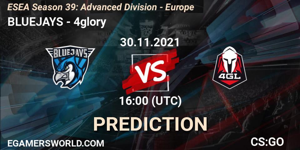 BLUEJAYS - 4glory: Maç tahminleri. 30.11.2021 at 16:00, Counter-Strike (CS2), ESEA Season 39: Advanced Division - Europe