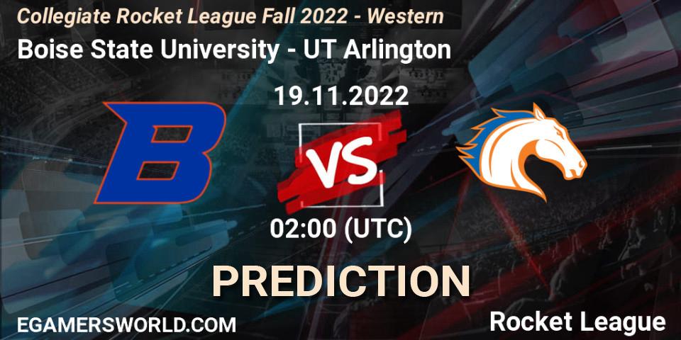 Boise State University - UT Arlington: Maç tahminleri. 19.11.2022 at 02:00, Rocket League, Collegiate Rocket League Fall 2022 - Western