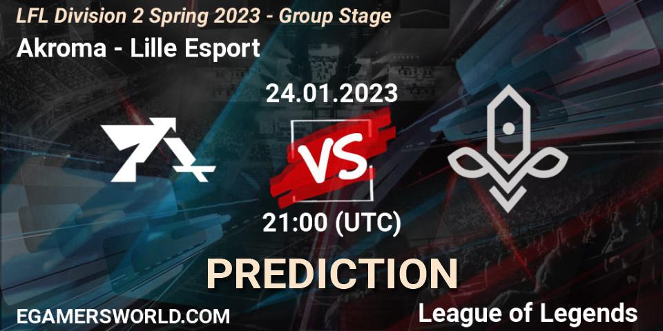 Akroma - Lille Esport: Maç tahminleri. 24.01.2023 at 21:15, LoL, LFL Division 2 Spring 2023 - Group Stage