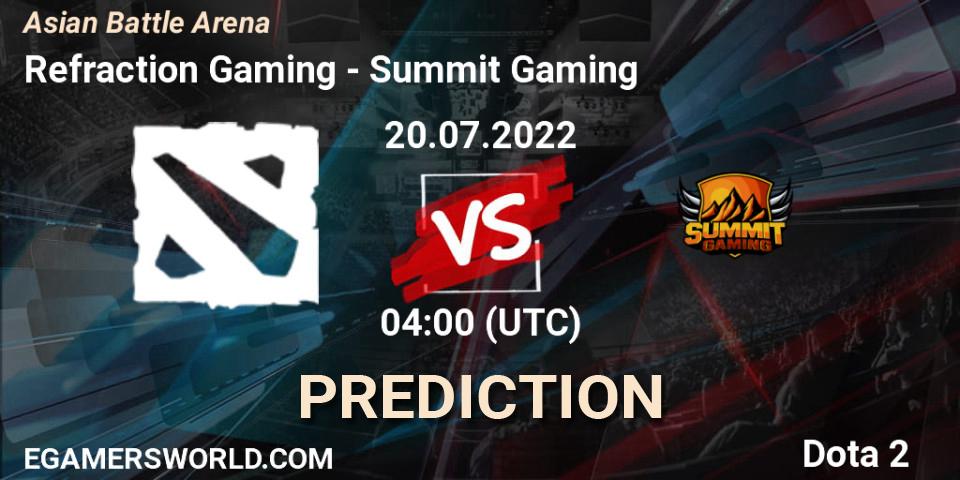 Refraction Gaming - Summit Gaming: Maç tahminleri. 20.07.2022 at 04:00, Dota 2, Asian Battle Arena