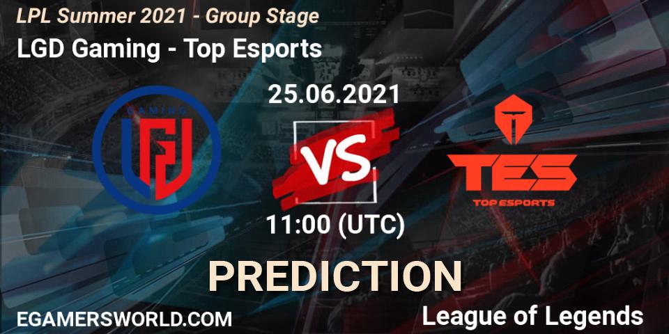 LGD Gaming - Top Esports: Maç tahminleri. 25.06.2021 at 11:00, LoL, LPL Summer 2021 - Group Stage