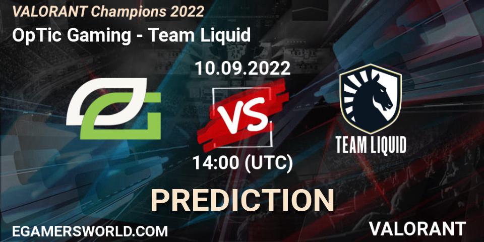 OpTic Gaming - Team Liquid: Maç tahminleri. 10.09.22, VALORANT, VALORANT Champions 2022