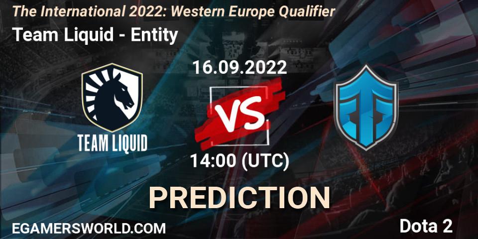 Team Liquid - Entity: Maç tahminleri. 16.09.2022 at 16:07, Dota 2, The International 2022: Western Europe Qualifier