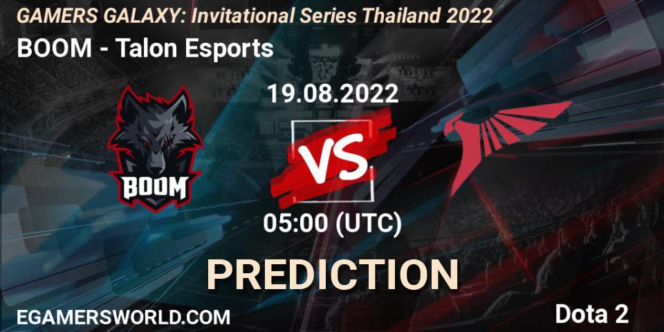 BOOM - Talon Esports: Maç tahminleri. 19.08.22, Dota 2, GAMERS GALAXY: Invitational Series Thailand 2022