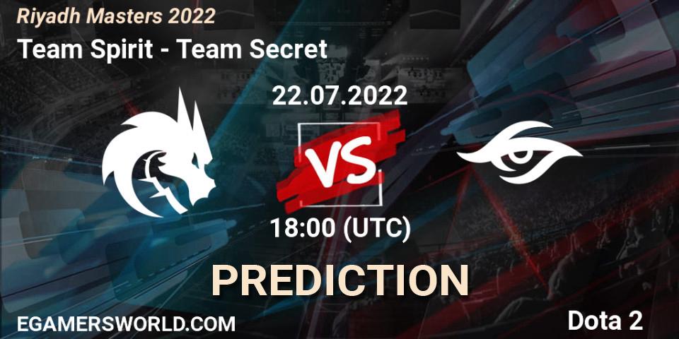 Team Spirit - Team Secret: Maç tahminleri. 22.07.2022 at 18:07, Dota 2, Riyadh Masters 2022