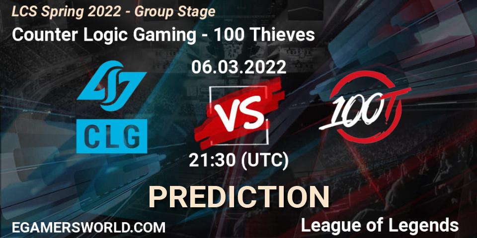 Counter Logic Gaming - 100 Thieves: Maç tahminleri. 06.03.2022 at 21:30, LoL, LCS Spring 2022 - Group Stage