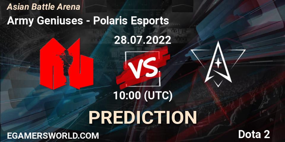 Army Geniuses - Polaris Esports: Maç tahminleri. 28.07.2022 at 10:23, Dota 2, Asian Battle Arena