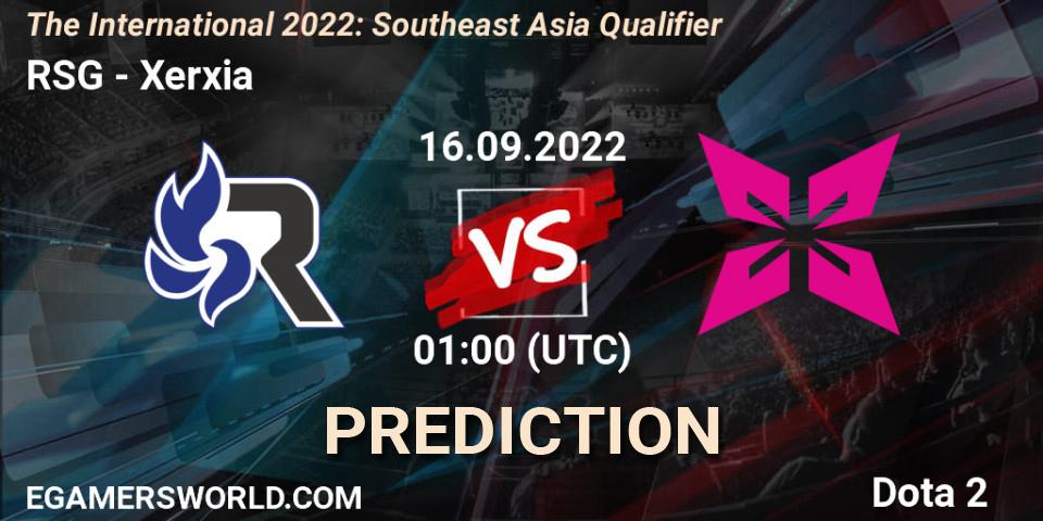 RSG - Xerxia: Maç tahminleri. 16.09.2022 at 01:00, Dota 2, The International 2022: Southeast Asia Qualifier