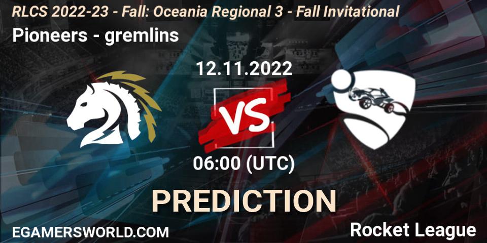 Pioneers - gremlins: Maç tahminleri. 12.11.2022 at 06:00, Rocket League, RLCS 2022-23 - Fall: Oceania Regional 3 - Fall Invitational