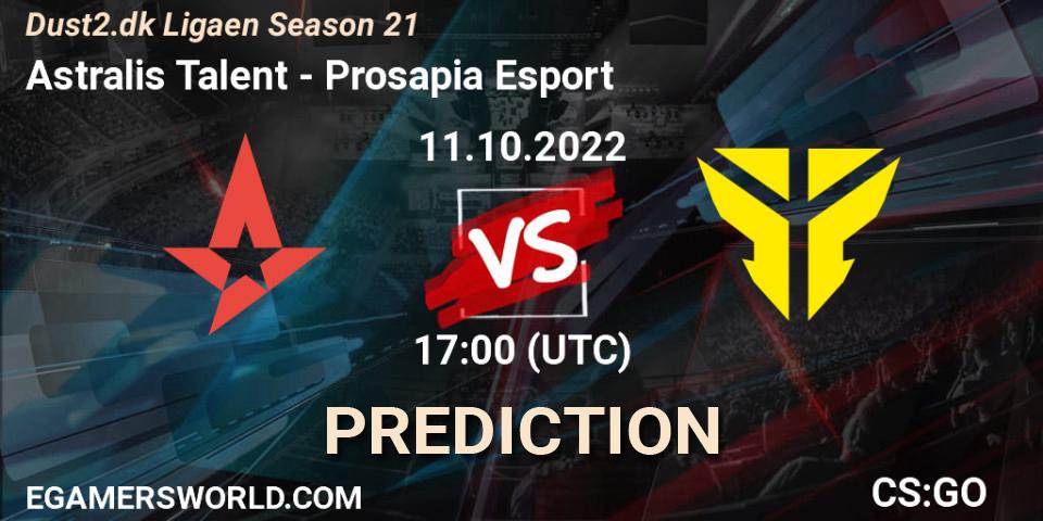 Astralis Talent - Prosapia Esport: Maç tahminleri. 11.10.2022 at 17:00, Counter-Strike (CS2), Dust2.dk Ligaen Season 21