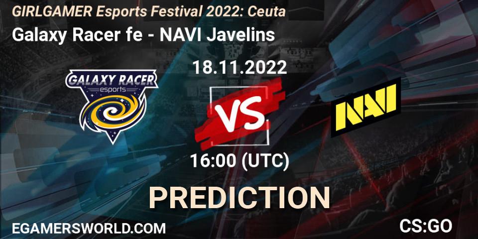 Galaxy Racer fe - NAVI Javelins: Maç tahminleri. 18.11.2022 at 16:00, Counter-Strike (CS2), GIRLGAMER Esports Festival 2022: Ceuta