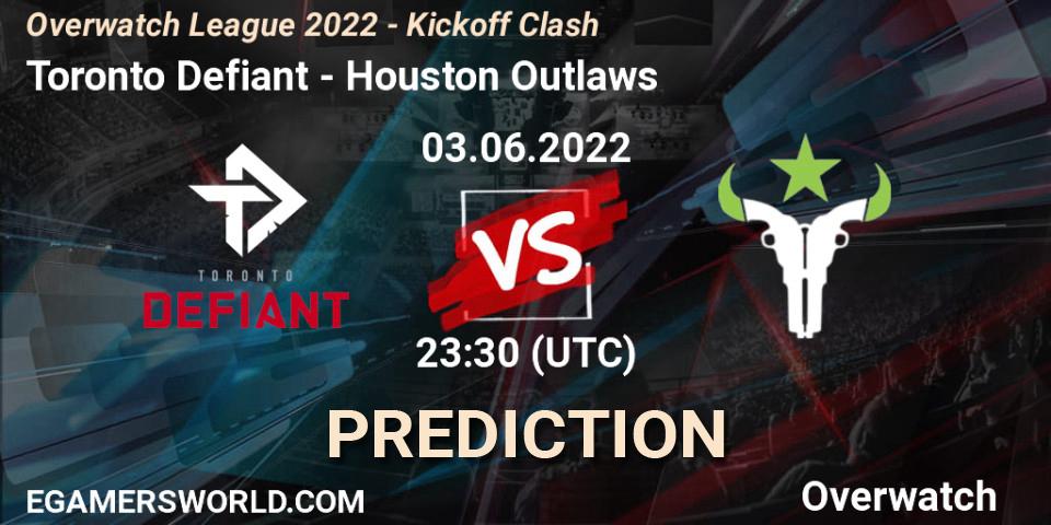 Toronto Defiant - Houston Outlaws: Maç tahminleri. 04.06.2022 at 00:00, Overwatch, Overwatch League 2022 - Kickoff Clash