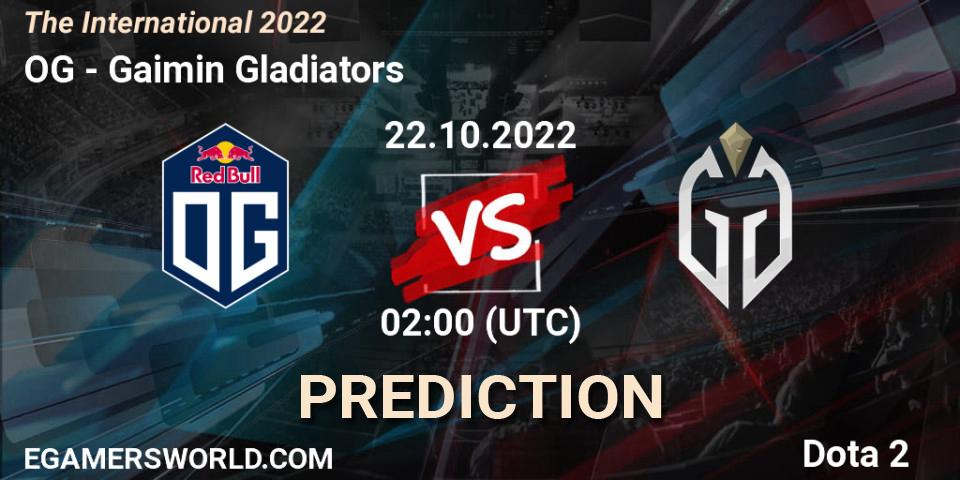 OG - Gaimin Gladiators: Maç tahminleri. 22.10.22, Dota 2, The International 2022
