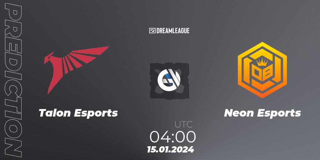 Talon Esports - Neon Esports: Maç tahminleri. 15.01.2024 at 04:00, Dota 2, DreamLeague Season 22: Southeast Asia Closed Qualifier