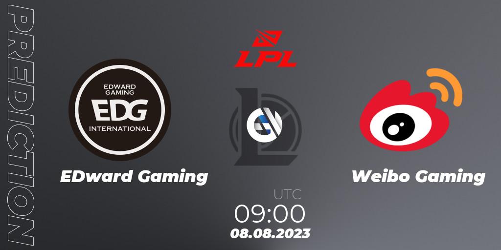 EDward Gaming - Weibo Gaming: Maç tahminleri. 08.08.2023 at 09:00, LoL, LPL Regional Finals 2023