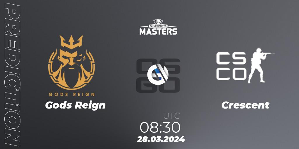 Gods Reign - Crescent: Maç tahminleri. 28.03.2024 at 08:30, Counter-Strike (CS2), Skyesports Masters 2024: Indian Qualifier