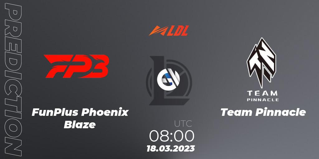 FunPlus Phoenix Blaze - Team Pinnacle: Maç tahminleri. 18.03.2023 at 09:30, LoL, LDL 2023 - Regular Season