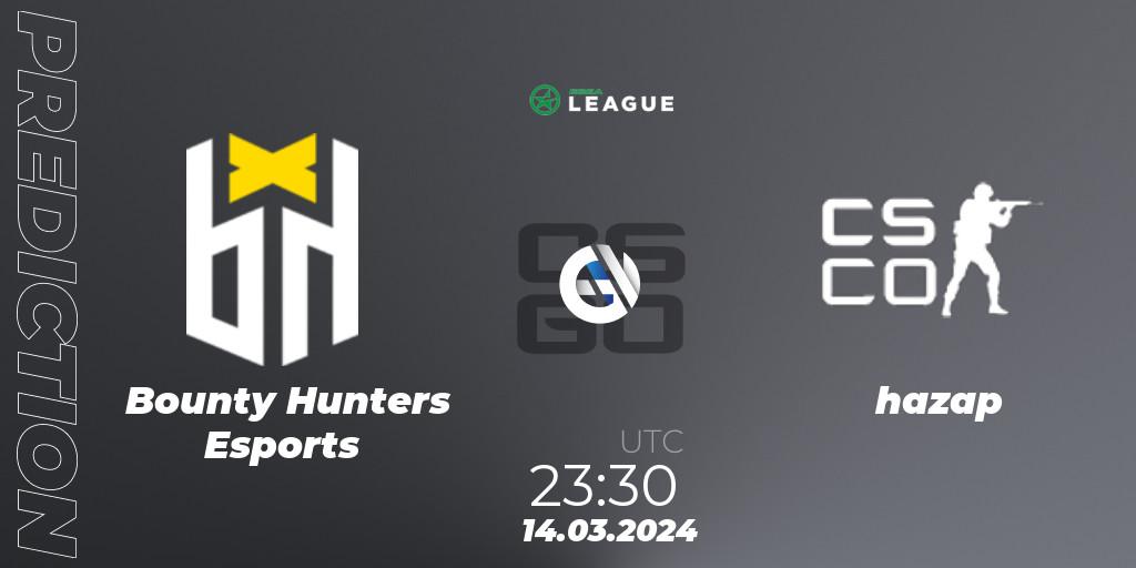 Bounty Hunters Esports - hazap: Maç tahminleri. 14.03.2024 at 23:30, Counter-Strike (CS2), ESEA Season 48: Open Division - South America