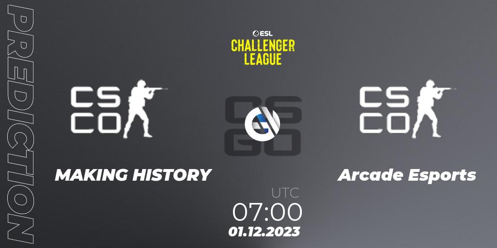 MAKING HISTORY - Arcade Esports: Maç tahminleri. 01.12.2023 at 07:00, Counter-Strike (CS2), ESL Challenger League Season 47: Oceania - Open Qualifier #2