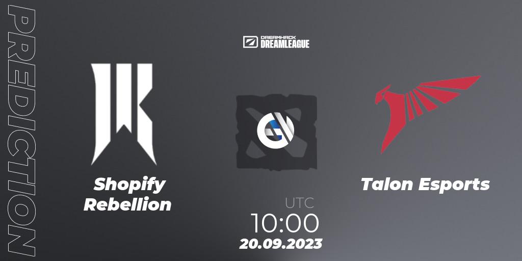 Shopify Rebellion - Talon Esports: Maç tahminleri. 20.09.2023 at 09:55, Dota 2, DreamLeague Season 21