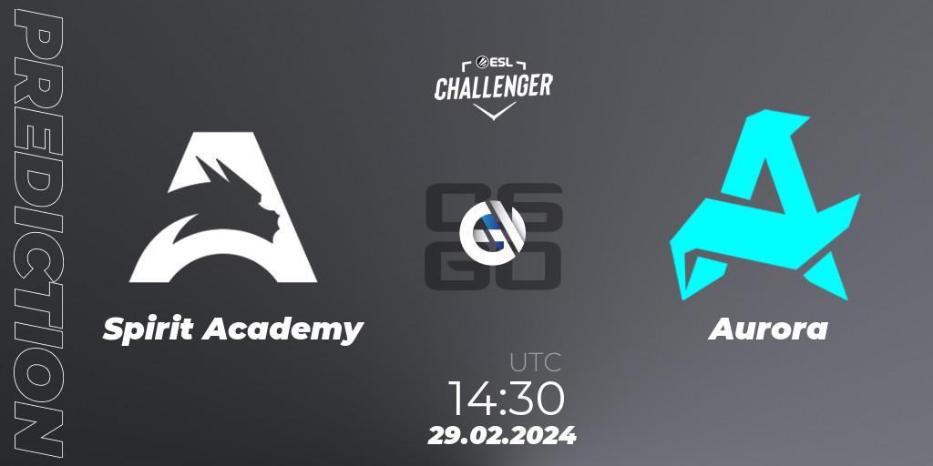 Spirit Academy - Aurora: Maç tahminleri. 29.02.2024 at 14:30, Counter-Strike (CS2), ESL Challenger #56: European Closed Qualifier