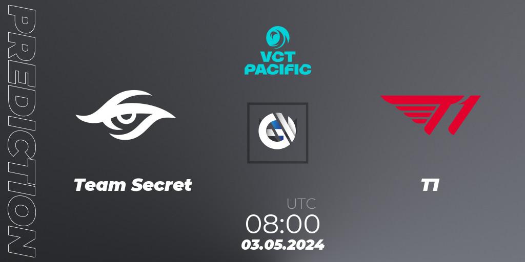 Team Secret - T1: Maç tahminleri. 03.05.2024 at 08:00, VALORANT, VCT 2024: Pacific League - Stage 1