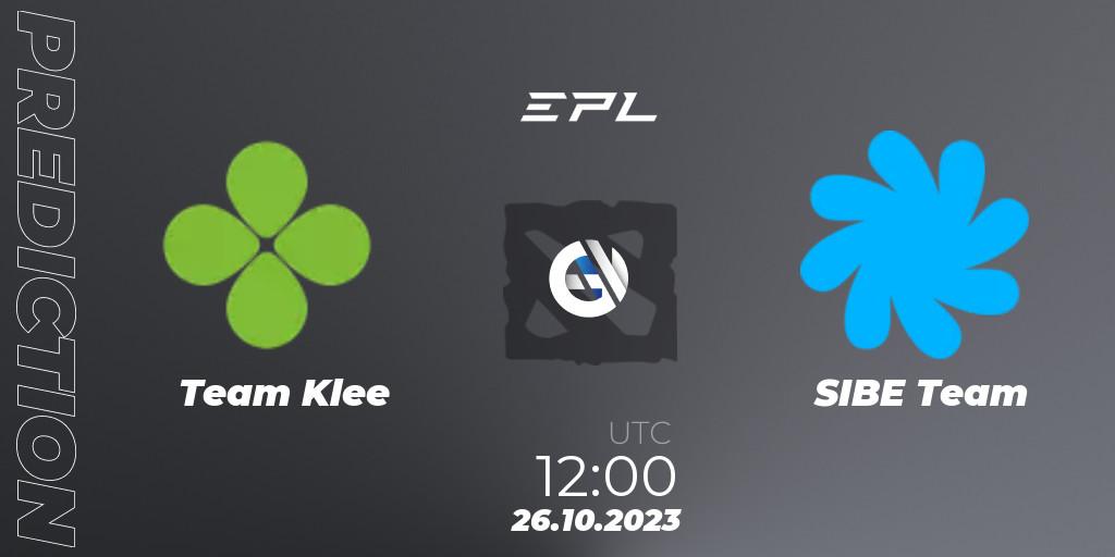 Team Klee - SIBE Team: Maç tahminleri. 26.10.2023 at 12:00, Dota 2, European Pro League Season 13