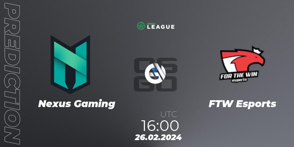 Nexus Gaming - FTW Esports: Maç tahminleri. 26.02.24, CS2 (CS:GO), ESEA Season 48: Advanced Division - Europe