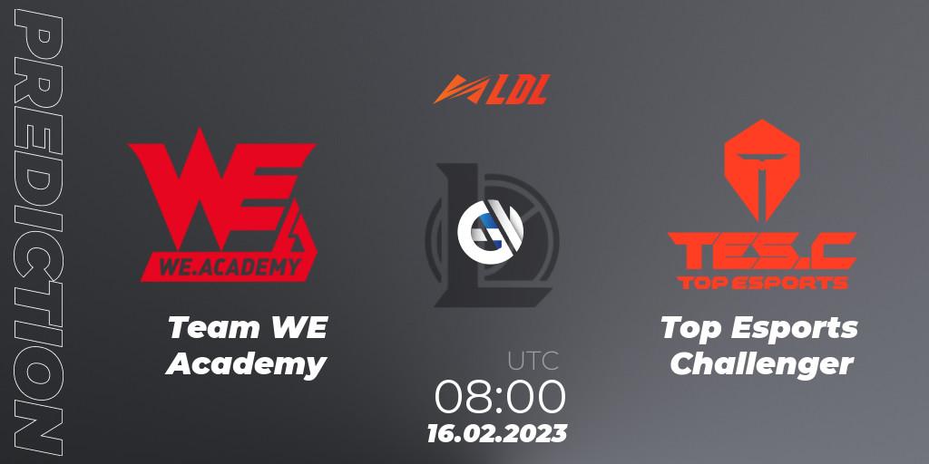 Team WE Academy - Top Esports Challenger: Maç tahminleri. 16.02.2023 at 09:30, LoL, LDL 2023 - Regular Season