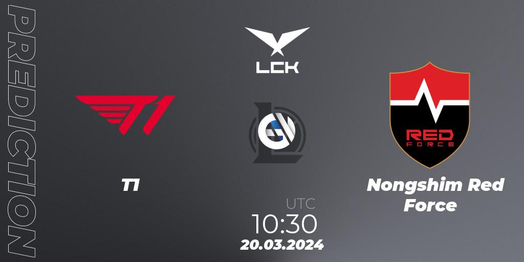 T1 - Nongshim Red Force: Maç tahminleri. 20.03.24, LoL, LCK Spring 2024 - Group Stage