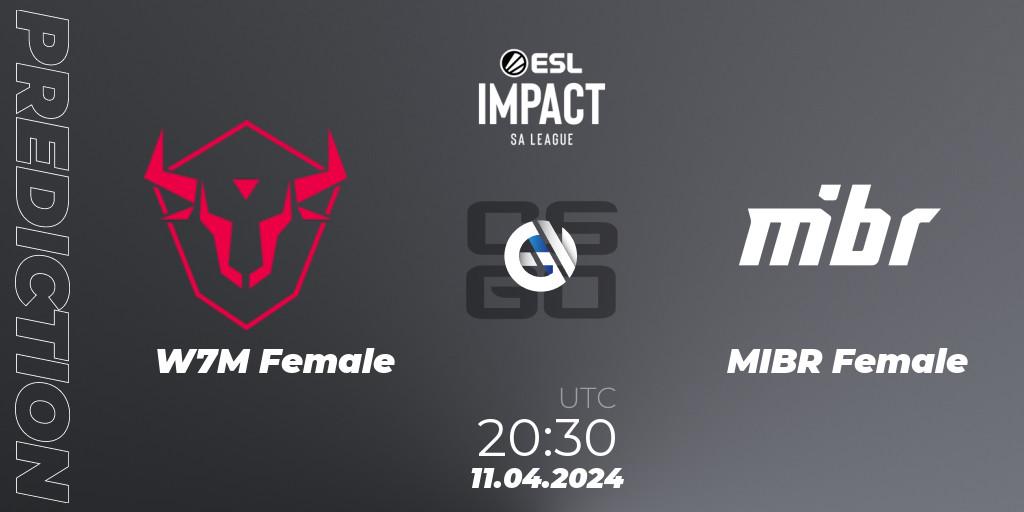 W7M Female - MIBR Female: Maç tahminleri. 11.04.2024 at 20:30, Counter-Strike (CS2), ESL Impact League Season 5: South America