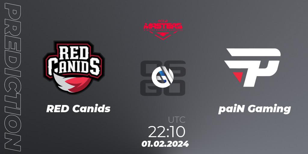 RED Canids - paiN Gaming: Maç tahminleri. 01.02.24, CS2 (CS:GO), ACE South American Masters Spring 2024 - A BLAST Premier Qualifier