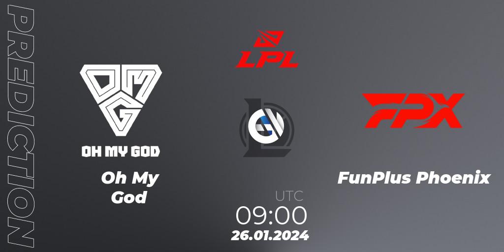 Oh My God - FunPlus Phoenix: Maç tahminleri. 26.01.2024 at 09:00, LoL, LPL Spring 2024 - Group Stage