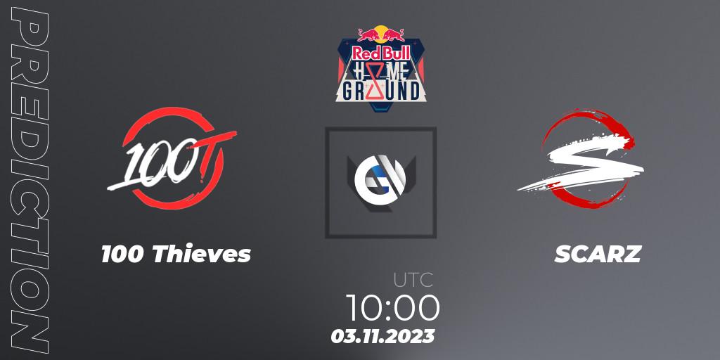 100 Thieves - SCARZ: Maç tahminleri. 03.11.23, VALORANT, Red Bull Home Ground #4 - Swiss Stage