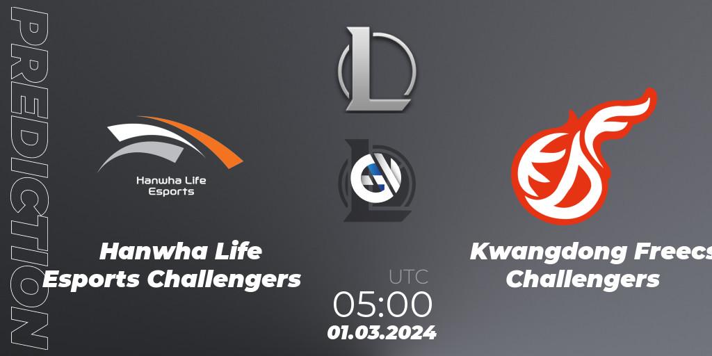 Hanwha Life Esports Challengers - Kwangdong Freecs Challengers: Maç tahminleri. 01.03.2024 at 05:00, LoL, LCK Challengers League 2024 Spring - Group Stage
