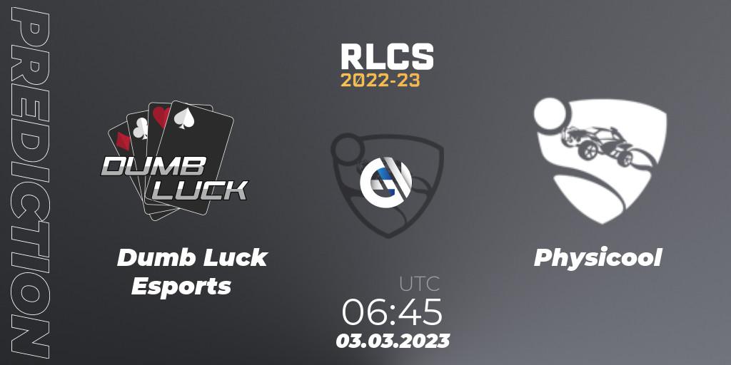 Dumb Luck Esports - Physicool: Maç tahminleri. 03.03.2023 at 06:45, Rocket League, RLCS 2022-23 - Winter: Oceania Regional 3 - Winter Invitational