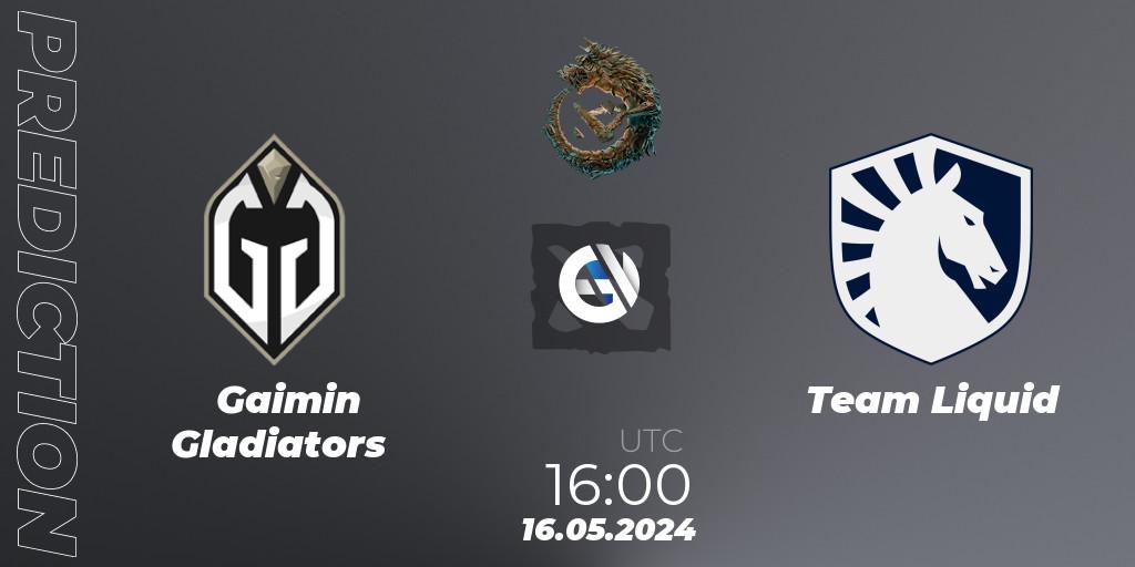 Gaimin Gladiators - Team Liquid: Maç tahminleri. 16.05.2024 at 16:20, Dota 2, PGL Wallachia Season 1
