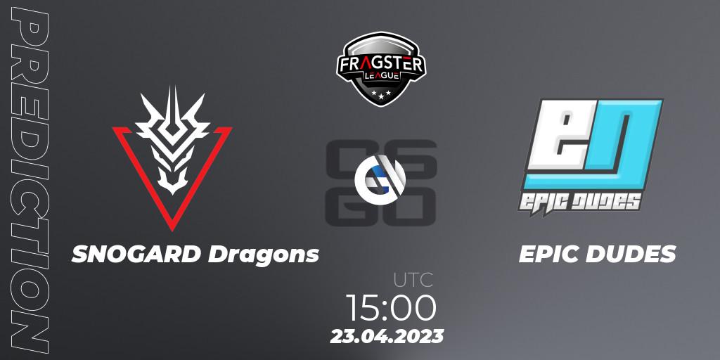 SNOGARD Dragons - EPIC DUDES: Maç tahminleri. 23.04.2023 at 15:00, Counter-Strike (CS2), Fragster League Season 4