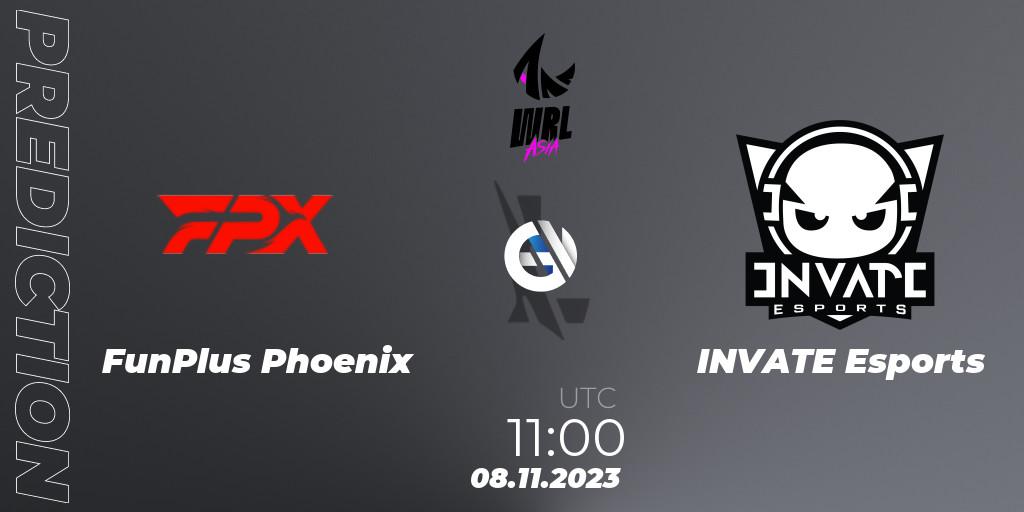 FunPlus Phoenix - INVATE Esports: Maç tahminleri. 08.11.23, Wild Rift, WRL Asia 2023 - Season 2 - Regular Season