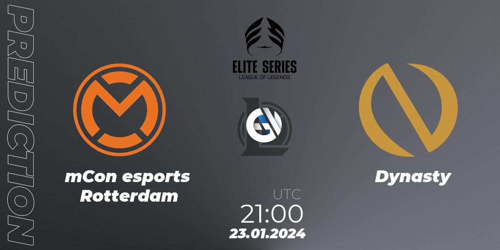 mCon esports Rotterdam - Dynasty: Maç tahminleri. 23.01.2024 at 21:00, LoL, Elite Series Spring 2024
