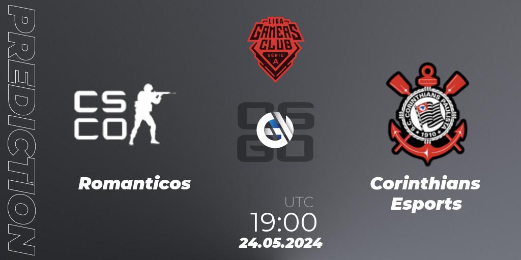 Romanticos - Corinthians Esports: Maç tahminleri. 24.05.2024 at 19:00, Counter-Strike (CS2), Gamers Club Liga Série A: May 2024