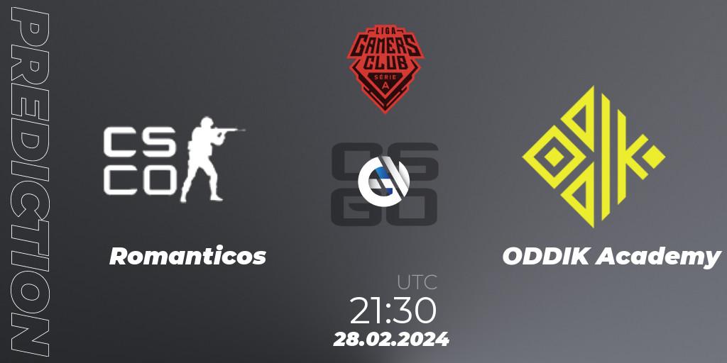 Romanticos - ODDIK Academy: Maç tahminleri. 28.02.2024 at 21:30, Counter-Strike (CS2), Gamers Club Liga Série A: February 2024