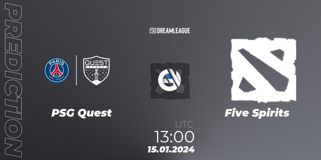 PSG Quest - Five Spirits: Maç tahminleri. 15.01.2024 at 13:45, Dota 2, DreamLeague Season 22: MENA Closed Qualifier