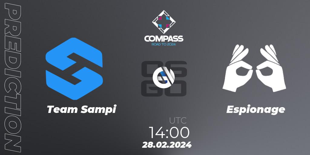 Team Sampi - Espionage: Maç tahminleri. 28.02.2024 at 14:00, Counter-Strike (CS2), YaLLa Compass Spring 2024 Contenders