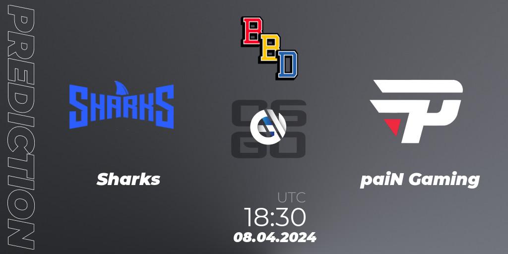 Sharks - paiN Gaming: Maç tahminleri. 08.04.24, CS2 (CS:GO), BetBoom Dacha Belgrade 2024: South American Qualifier