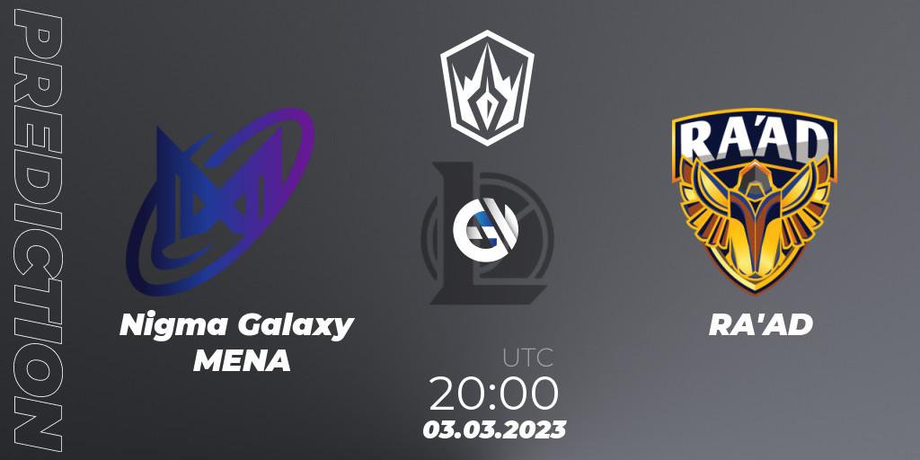Nigma Galaxy MENA - RA'AD: Maç tahminleri. 03.03.2023 at 20:00, LoL, Arabian League Spring 2023