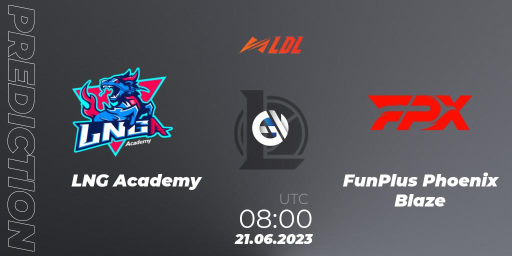 LNG Academy - FunPlus Phoenix Blaze: Maç tahminleri. 21.06.2023 at 09:00, LoL, LDL 2023 - Regular Season - Stage 3
