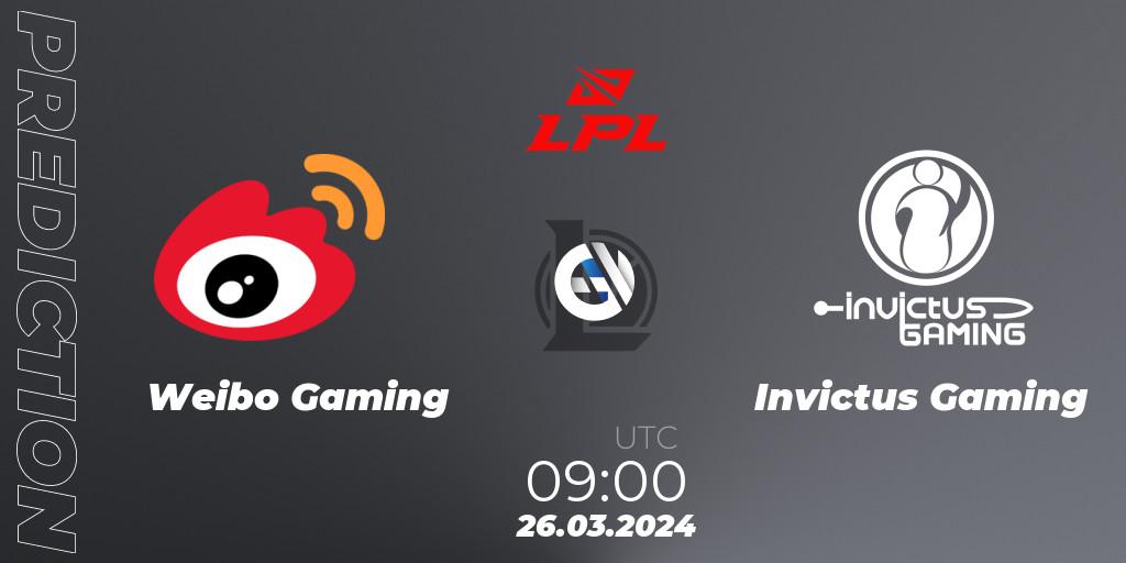 Weibo Gaming - Invictus Gaming: Maç tahminleri. 26.03.24, LoL, LPL Spring 2024 - Group Stage