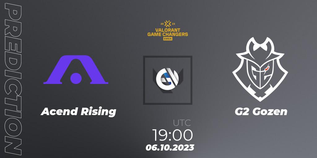 Acend Rising - G2 Gozen: Maç tahminleri. 06.10.2023 at 18:10, VALORANT, VCT 2023: Game Changers EMEA Stage 3 - Playoffs